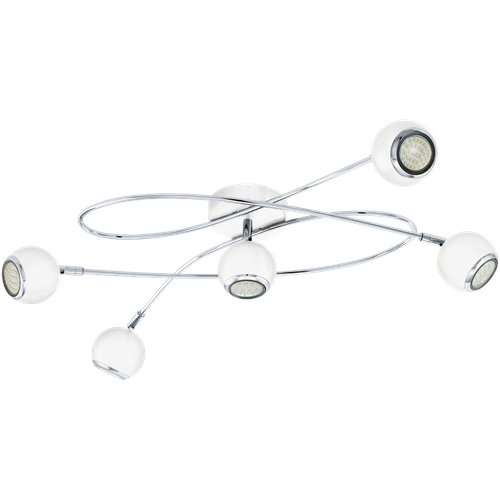 Locanda LED spotlampe i metal Hvid og Krom, 5x3,3W LED, diameter 70 cm.